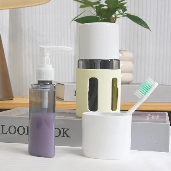 4 in 1 Travel Dispenser, 4 Pack Travel Bottles for Toiletries, Leak Proof Travel Size Containers, Portable Containers for Shampoo Lotion Conditioner Cream (GREEN 60ML)