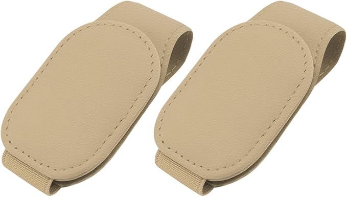 2-Packs Leather Sunglasses Holders for Car Sun Visor, Magnetic Glasses Eyeglass Hanger Clip for Car