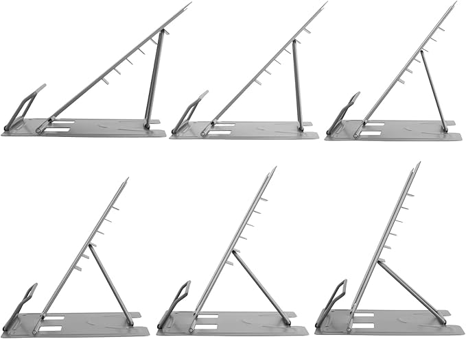 Honagu Metal Desk Book Holder, Hands Free Adjustable Cookbook & Document Holder, Portable Bookstand for Music Books, Textbooks, Recipes, Tablets & iPads (Grey)