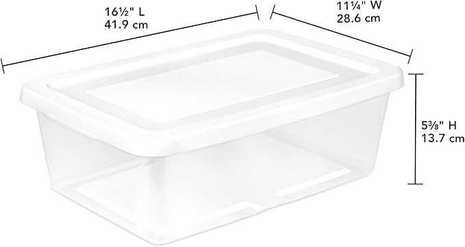 Sterilite 12-Pack Clear Storage Box, Stackable Container Bins with Lids, 12 Qt, White – Plastic Containers for Home, Closet, Bathroom, and Office Organization