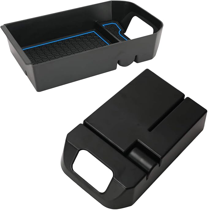 D-Lumina RAV-4 Center Console Organizer - Compatible with 2019 2020 2021 2022 2023 2024 2025 Toyota RAV4 - Armrest Secondary Storage Tray, w/Blue Anti-Dust Mats