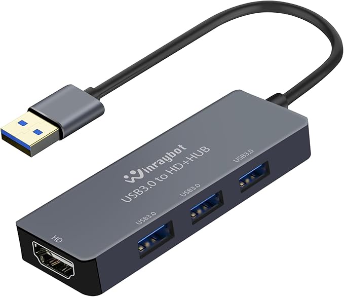 USB Hub with HDMI Extended Monitor 1080P@60Hz Display with 3 Port USB 3.0 Hub,Mirror & Extend Display Mode, Portable Aluminum USB Docking Station for Laptop, Desktop PC