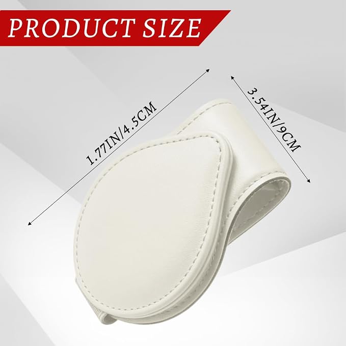 Sunglasses Holders for Car Visor, PU Leather Car Organizer, Magnetic Glasses Holder and Ticket Card Clip, Multi-Functional Auto Sun Visor Eyeglass Holder for Most Vehicles (White)