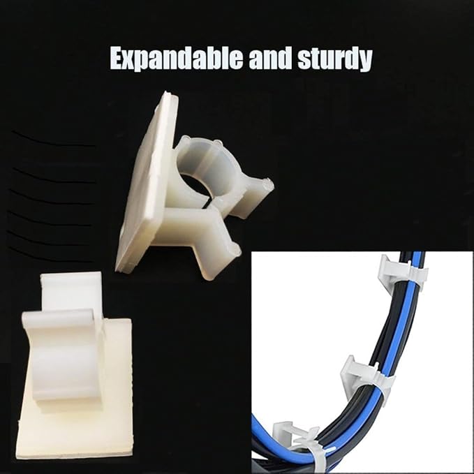 30 Pack Adjustable Cable Clips,Adhesive Nylon Cable Clamps Wire Clips, Desk Wall Cord for Wire and Cable Management