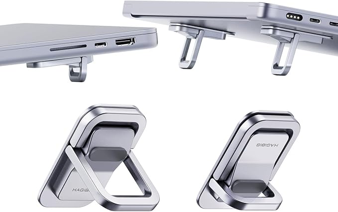 Hagibis Adjustable Laptop Stand for Desk - Portable Laptop Riser, Ergonomic Aluminum Cooling Pad for MacBook Pro Air, Tablet (Silver)