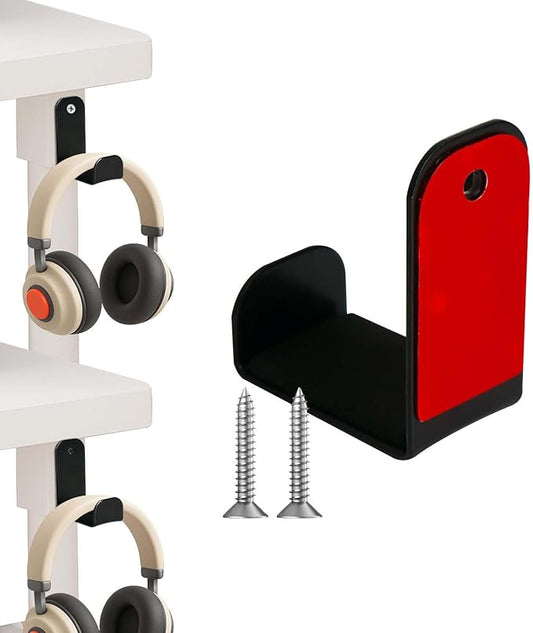 Wall Mount Headphone Stand, 1-Pack Adhesive & Screw Headphone Holder with Rubber Pad, Sticky Headset Hook Hanger for Gaming Desk or Wall, Universal Headset Organizer Accessory