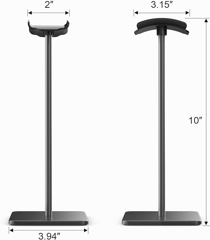 Headphone Stand for Desk - Headset Stand with Aluminum Hanger, Headphone Holder for AirPods Max, Sony, Bose, Beats and More (Black)