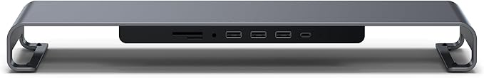 Satechi USB C Hub Monitor Stand for Desk with USB-C Data Port, 3 USB 3.0 Ports, Micro/SD Card Readers, Audio Jack, Computer Monitor Stand for Desktop Computers, Monitors, and Laptops