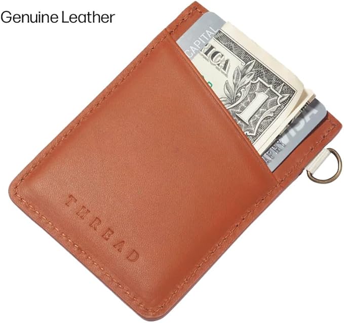 Thread Wallets Ultra Slim Minimalist Leather Card Holder Wallet (Fine Line)