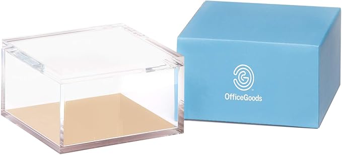 OfficeGoods Acrylic Desk Organizer w/Gold Base – Functional & Elegant Odds & Ends Box for Display or Storage – Perfect for Home or Office, Kitchen, Bathroom Vanity, Curio Display - Large