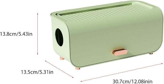 Cable Management Box, Cord Organizer Box Power Strip Box Router Storage Box Desk Cord Organizers Cord Hiding Box for Home (Green)