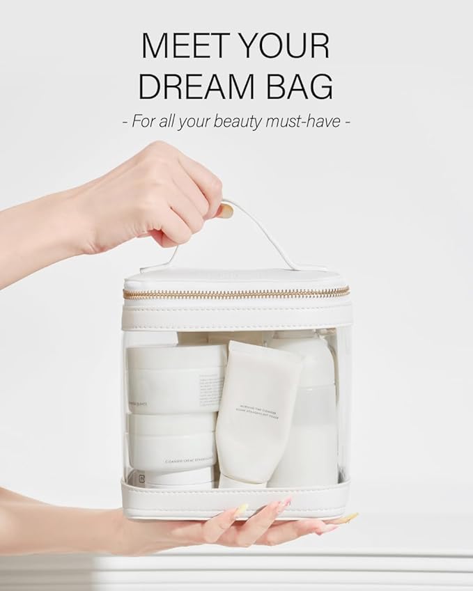 Camdeez ROWNYEON Clear Makeup Case Toiletry Bag Multipurpose Travel Makeup Train Case Portable Cosmetic Organizer Transparent Storage Bag