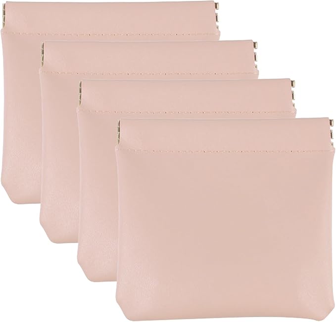 4 PCS Small Makeup Bag for Purse, Mini Portable Cosmetic Pouch for Women, Coin Purse Lipstick Cosmetic Accessories Organizer, Travel Storage Pouch, Pink