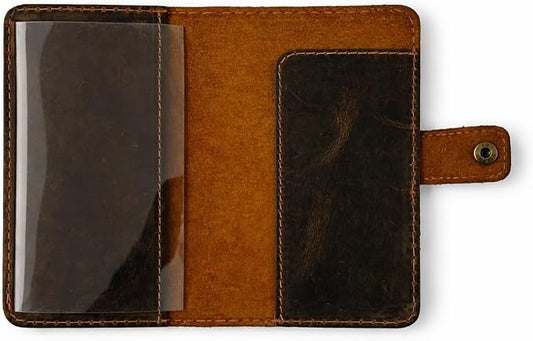 Genuine Brown Leather Checkbook Cover with Divider - Slim Bifold Check Book Wallet for Men & Women, Secure Snap Closure, Fits Standard US Checkbooks 3.5 x 7 Inch