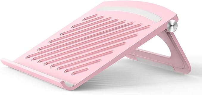 Laptop Stand for Desk Stable Foldable Adjustable Multi-Angle Computer Desktop Holder Ventilated Lapdesks Riser for Mackbook, Lenovo, Dell, iPad, HP - Within 17' (Pink)