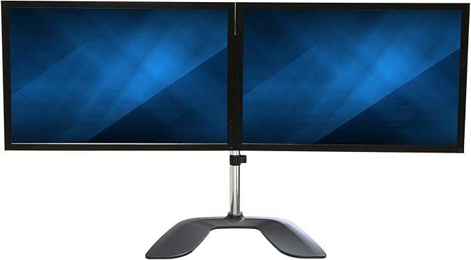 StarTech.com Dual Monitor Stand - Ergonomic Desktop Monitor Stand for up to 32" VESA Displays - Free-Standing Articulating Universal Computer Monitor Mount - Adjustable Height - Silver (ARMDUALSS)