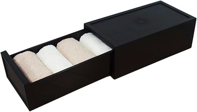 ASTAGE drawer block plastic bins stacking storage modular storage drawer home closet living office organizer with divider (Black, Small A)