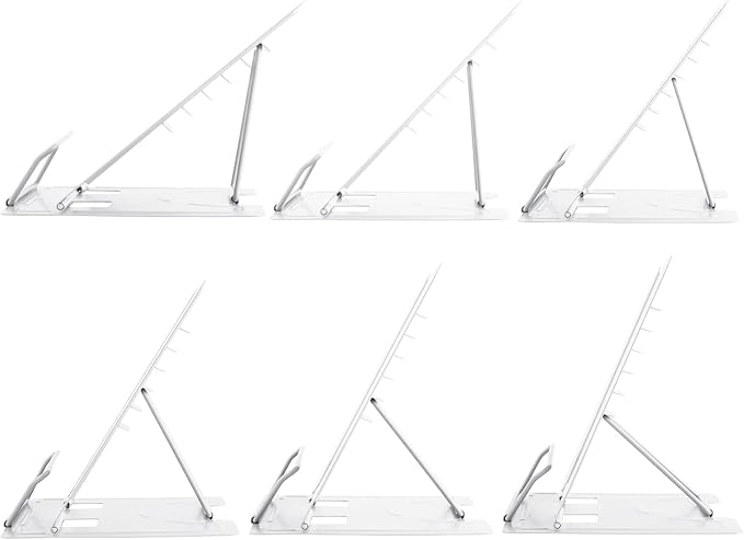 Honagu Book Stand Metal Desk Book Holder, Book Holders for Reading Hands Free, Adjustable Cookbook Documents Holder, Portable Bookstand for Music Books, Textbook, Recipe, Tablet, Ipad (White)