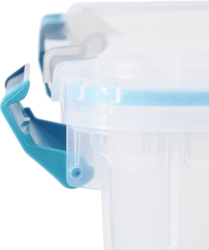 Sterilite 54 Qt Gasket Box, Stackable Storage Bin with Latching Lid and Tight Seal, Plastic Container to Organize Basement, Clear Base and Lid, 1-Pack