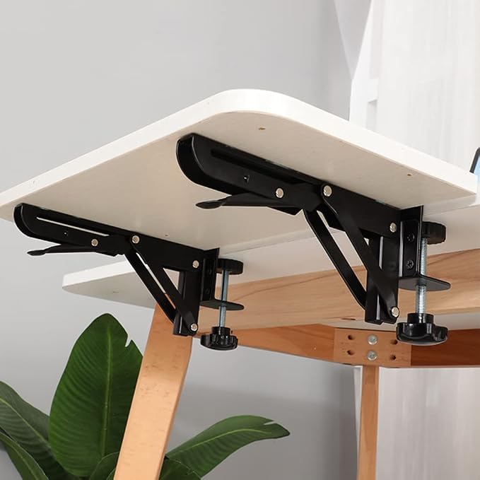 Desk Extender Clamp for DIY Custom Wooden Desk Extender Board (Board not Included), No-Punch Computer Keyboard Tray Clamp for Home or Office (White)