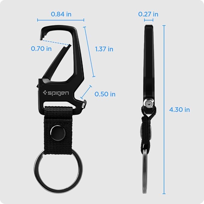 Spigen Life Carabiner Key Ring Clip, Car Keychain Clip, Bottle Opener Key Chain Ring for Men and Women