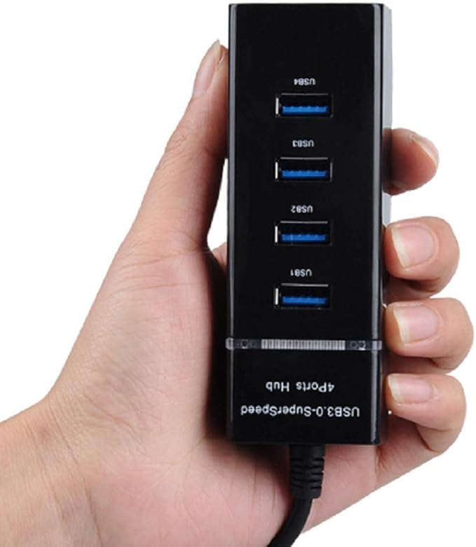 4 Port USB Hub High Speed USB 3.0: 5Gbps Data Hub