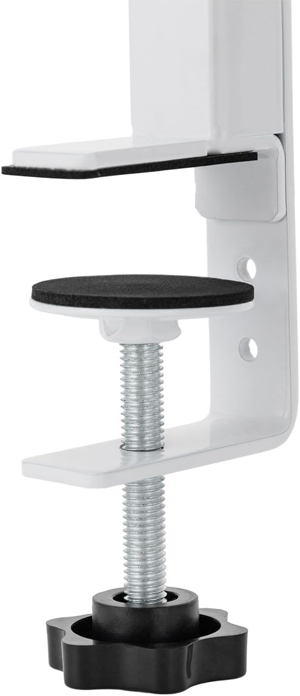 Clamp-on Desk Shelf, Desktop or Under-Desk 2-Tier Shelving Unit with Adjustable Metal Storage Tray, Clip-on Desk Shelf Office Organization (White)