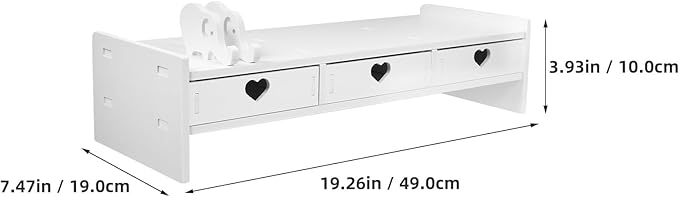 Computer Monitor Stand Riser with 3 Drawers - No Assembly White Desk Organizer & Laptop Shelf - Waterproof Desktop Storage for Home Office, School Dorm & Vanity - 3-Tier Space-Saving Design