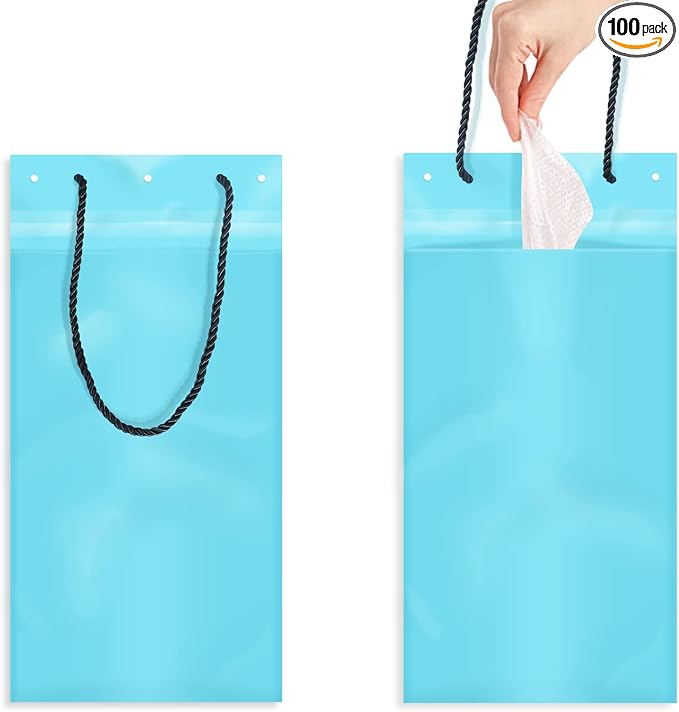 Hanging Disposable Stick-On Recyclable Car Garbage Bags, Vomit Bags for Car, Kitchen, Bedroom, Study Room, Travel, Camping, Office Space, Pack of 100