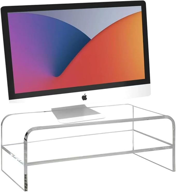 Acrylic Monitor Stand, 2 Tier Computer Monitor Stand Riserï¼?6 inch Acrylic Computer Monitor Stand Riser for iMac, PC, Desktop, Laptop, TV Screen with Extra Storage Space Home Office