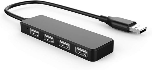 USB Hub, USB Splitter,USB 4-Port Adapter,Extender for Laptop, PC, MacBook, Mac Pro, Mac mini, iMac, Surface Pro and More (Black-USB 2.0/0.3m)