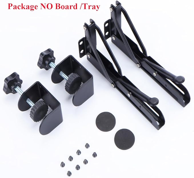 Under Desk Keyboard Tray Support Bracket Adjustable Desktop Extension Board Stand Clamp-on Keyboard Holder Arm Rest Tray Extension Plate Support Rack for Desk, NO Board/Tray, 1 Set (Style01)