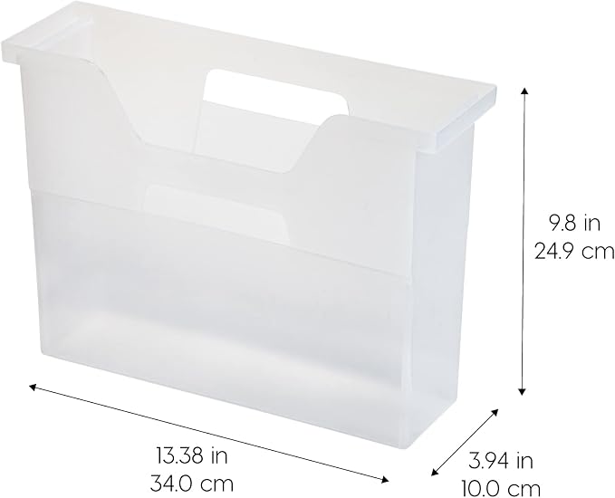 IRIS USA Small Portable Desktop File Box with Open Lid, 6 Pack, Side Handles, Hanging File Folders, Tabs & Inserts, Letter Size, Magazines, Newspapers, Mail, Books, Notebooks, Clear