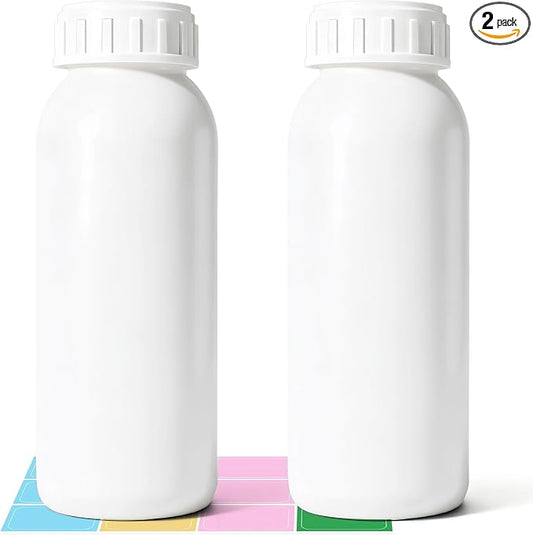 2Pack 16.8oz (500ml) Food-Grade Plastic Travel Bottles - Stackable Empty Small Containers with Lids & Caps, EVOH High Barrier Leak Proof Storage for Toiletries & Homemade Sauces