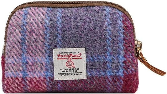 TAILORMAP Harris Tweed Mini Travel Makeup Carrying Case Cosmetic Bag Portable Electronics Accessories Organizer Coin Purse （No.2162）