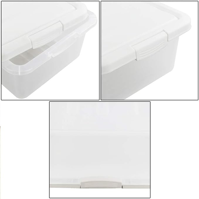 Wekioger Versatile Storage Organizer Plastic Bins with Lids, White 2 Packs, 14 Quart.