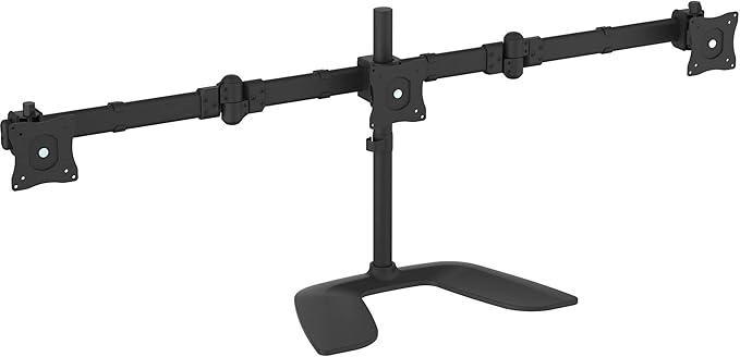 StarTech.com Triple Monitor Stand - Articulating - For Monitors 13??to 27??Adjustable VESA Computer Monitor Stand for 3 Monitor Setup - Steel - Black (ARMBARTRIO2)