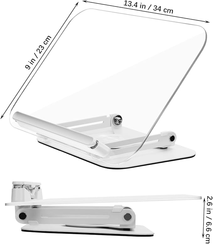 Adjustable Rotating Book Holder Stand Multi-Functional Desktop Stand for Reading Recipe Books and Laptops Height Adjustable with Page Clips for Hands Use
