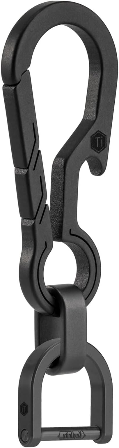 KeyUnity KM01 Titanium EDC Keychain Clip with Bottle Opener, Quick Release Carabiner Key Ring Holder for Men