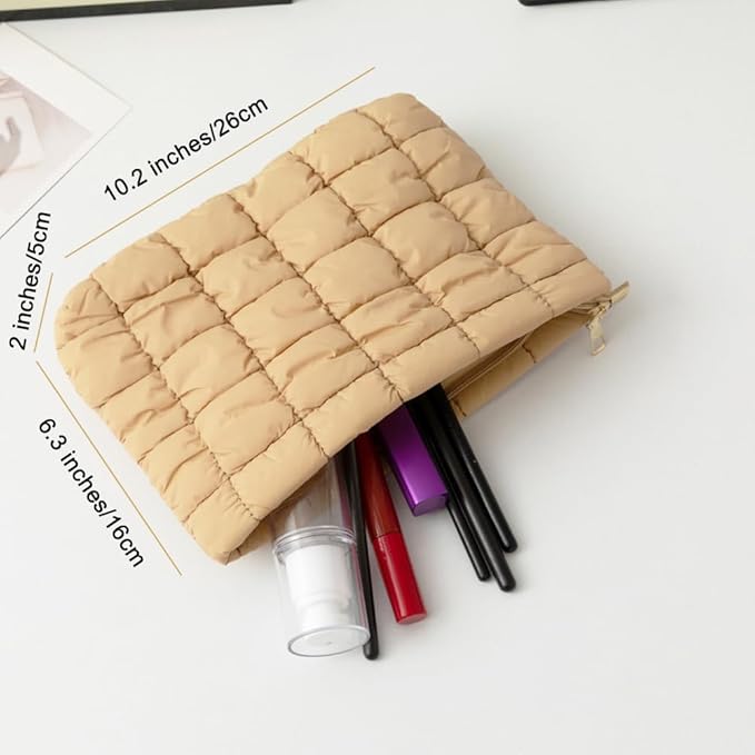 FITINI Makeup Bag Travel Large Portable Quilted Floral Print Cosmetic Organizer Cute Pouch for Women Soft Cotton Zipper Waterproof Toiletry Storage Bags