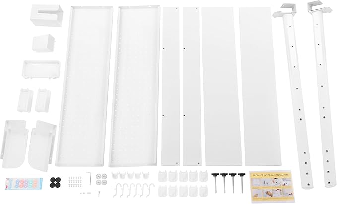Clamp on Desk Shelf with Pegboard, Desk Extender Pegboard Workstation, Desktop Bookshelf Storage Shelves for Home Office Dorm, 37.4in (White)
