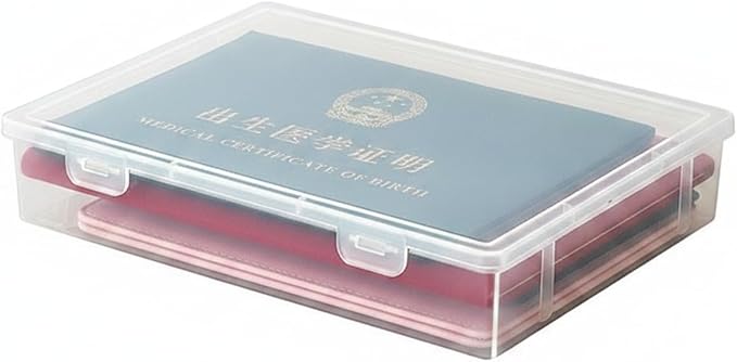 1 Pack Document Storage Box with Lid, Rigid PP Plastic File Organizer for Desktop and Drawer Organization