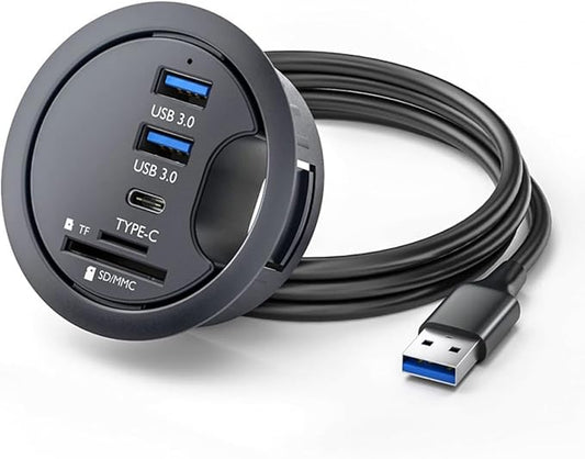 CY USB 3.0 Hub SD TF USB-C 2 Port USB 60mm Desk Grommet Splitter Dock Station Micro-SD Card Reader for Desktop PC
