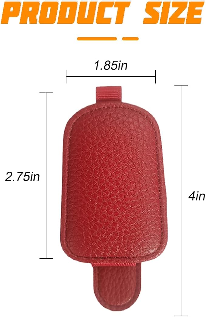 zipelo Sunglasses Holders for Car Sun Visor, 2PCS Magnetic Leather Vehicle Glasses Hanger Clip for Ticket Card, Auto Interior Eyeglass Organizer Accessories, Universal for SUV Sedan Truck (Red)