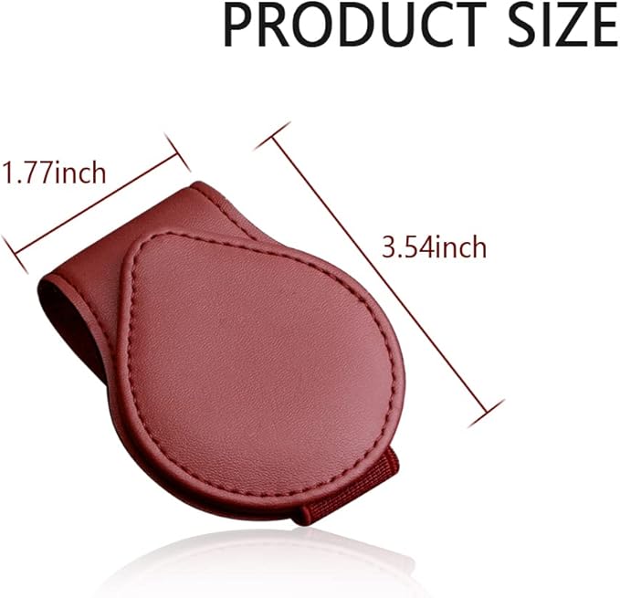 OFBAND Magnetic Sunglass Holder for Visor, PU Leather Car Organizer, Universal Accessory (Wine Red)