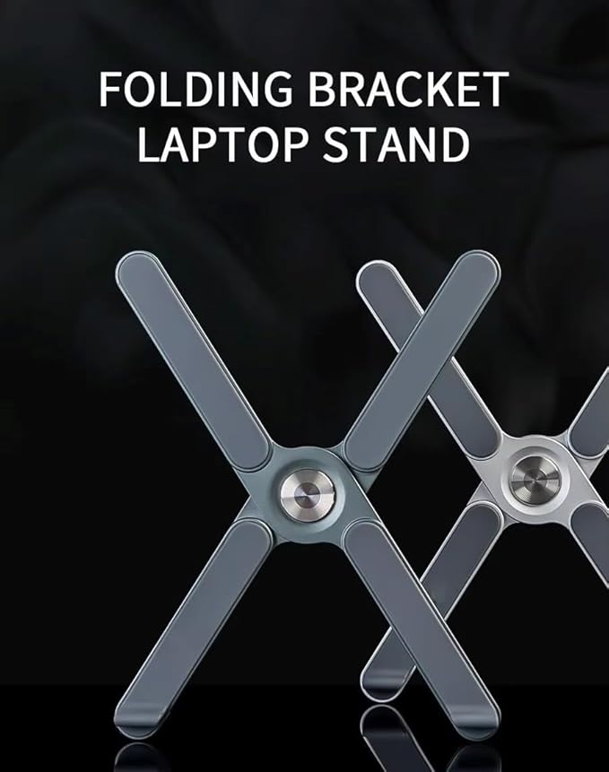 Foldable & Portable Laptop Stand for Desk, Light Weight Alloy Silicon, Ergonomic Aluminum Riser with 7 Adjustable Heights, Compatible with Laptop 10-16' and Tablet