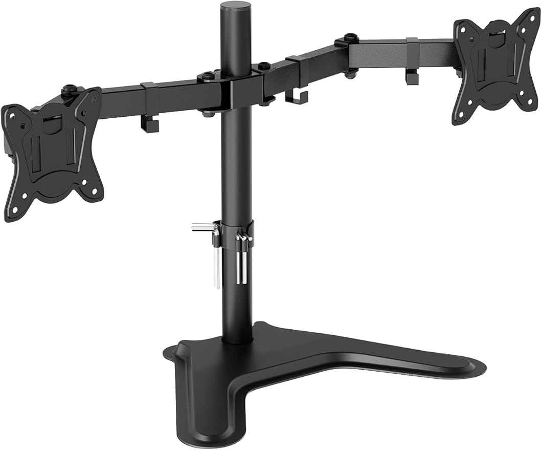GRIFEMA Two Monitor Stand for 13-32'' LED/LCD Inch, Support 2 Monitors, Monitor Arm Height Adjustable, Tilt, Rotate, Rotate, Cable Management, up to 10 kg, VESA 75/100 mm