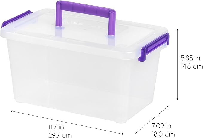 IRIS USA 5 Qt. Plastic Craft Storage Container Bins with Lids, 6 Pack, Small Art & Office Supply Organizer Tote, Sensory Bins & Boxes for Home & University, Stackable, Carry Handle, Clear