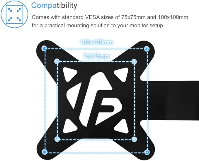 IFCASE Universal Back of Monitor, Monitor Arm Extension Metal VESA Mount Adapter Extender Plate for Mini PC CPU Computer Compatible with Intel NUC (Black)