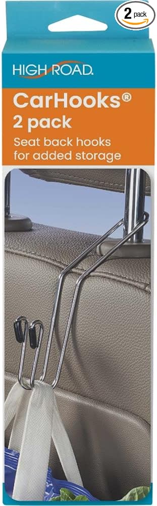 High Road CarHooks Car Seat Headrest Hangers for Purse, Grocery Bags, Coats and Masks - 2 pack